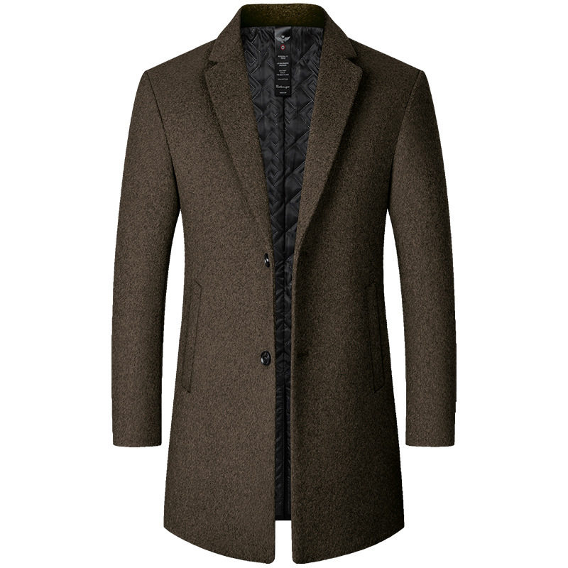 Mens Mid Length Wool Overcoat Casual Style Warm Fabric Available in Black Gray Camel Navy Blue Wholesale Options