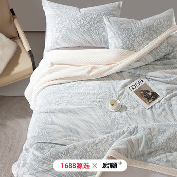 2025 New Winter Thickeneded and Velvet Accessible Luxury Carved Milk Velvet Blanket Nap Blanket Sofa Blanket Kidsren's Small Blanket