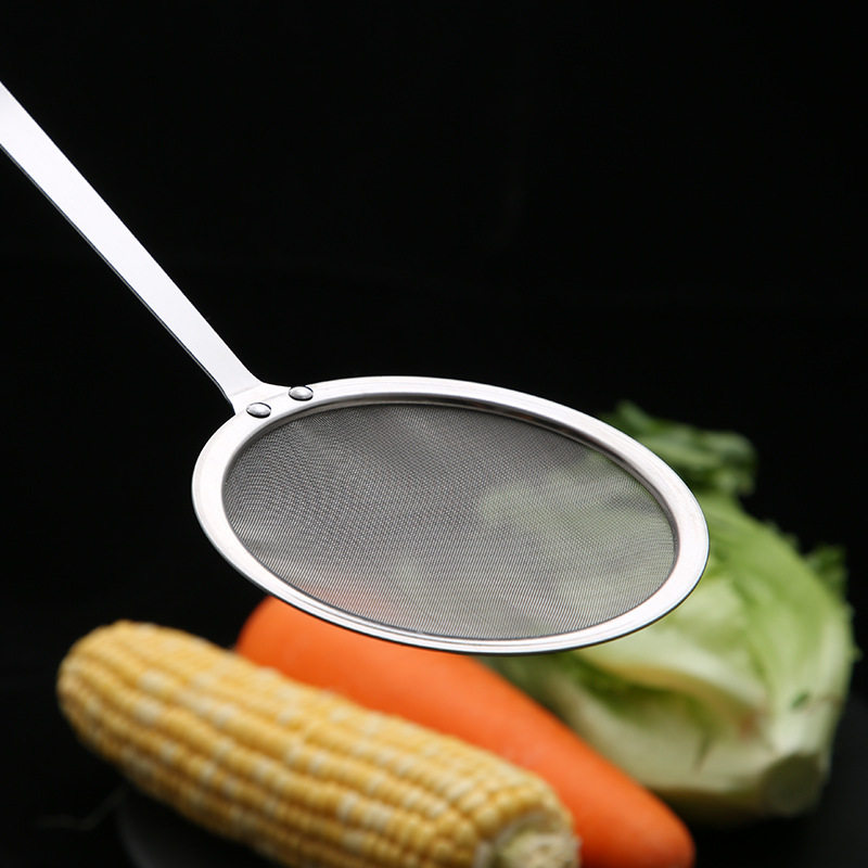 304 Stainless Steel Mesh Oil Leakage Separator Narrow Edge Grease Filter Spoon Juice Soy Milk Filter Spoon Kitchen Stainless Steel Mesh Sieve
