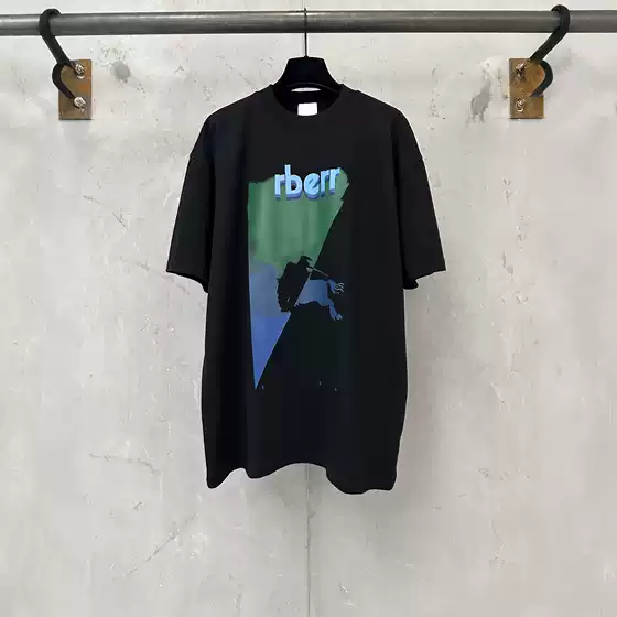 High Version Bu 26SS New Equestrian Knight Heavyweight Print Short Sleeve T-Shirt Crewneck Unisex