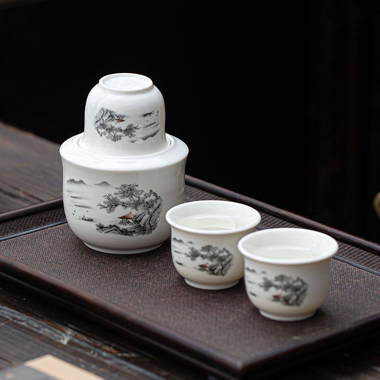 Ceramic Wine Warmer for Home Use 0.1kg Hot Wine Pot Wine Warmer Small Wine Glass Chinese Wine Set Cross-Border Wholesale