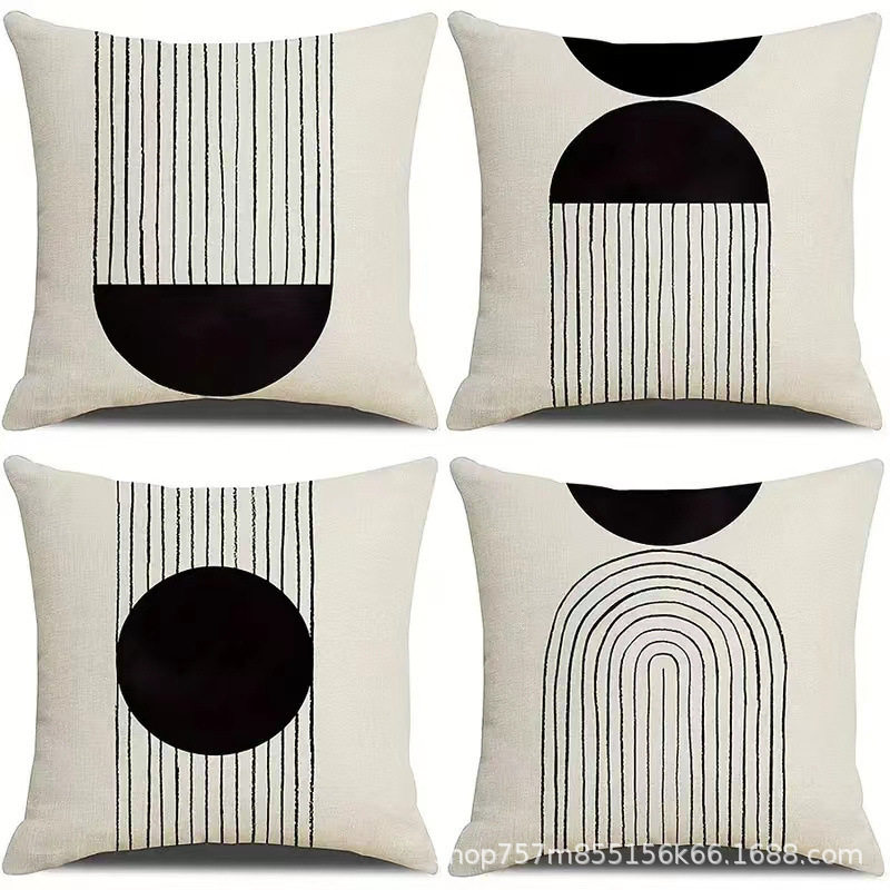 New Nordic Black and White Geometric Pillow Living Room Bedroom Nap Pillow Case without Core Car Office Waist Guard