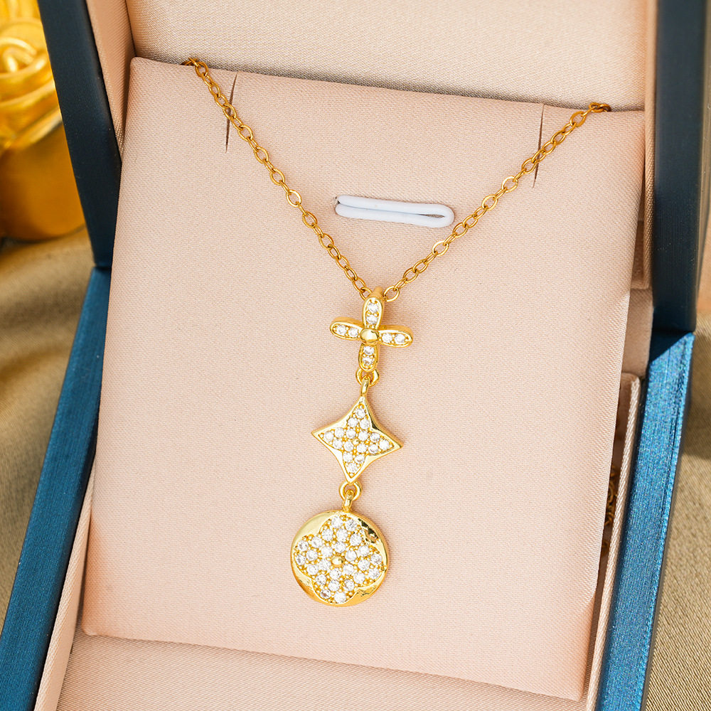 132 老眼ネックレス-ゴールド