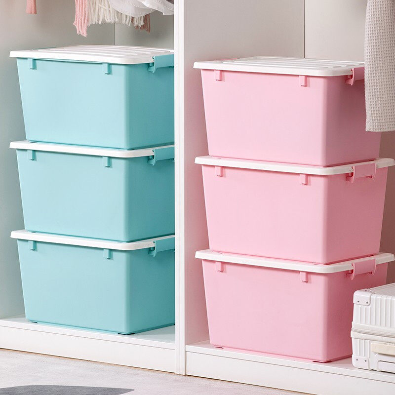 Camellia storage box 35 liters plastic thickened clothes storage box with wheels for household 28011T/28201T