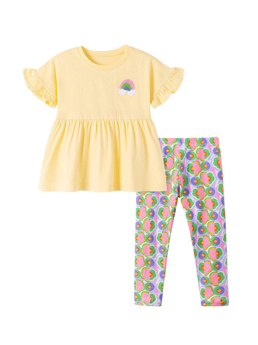 Factory Girls' Set, Summer Short-sleeve Kids' Outfit, Kids' Set Wholesale