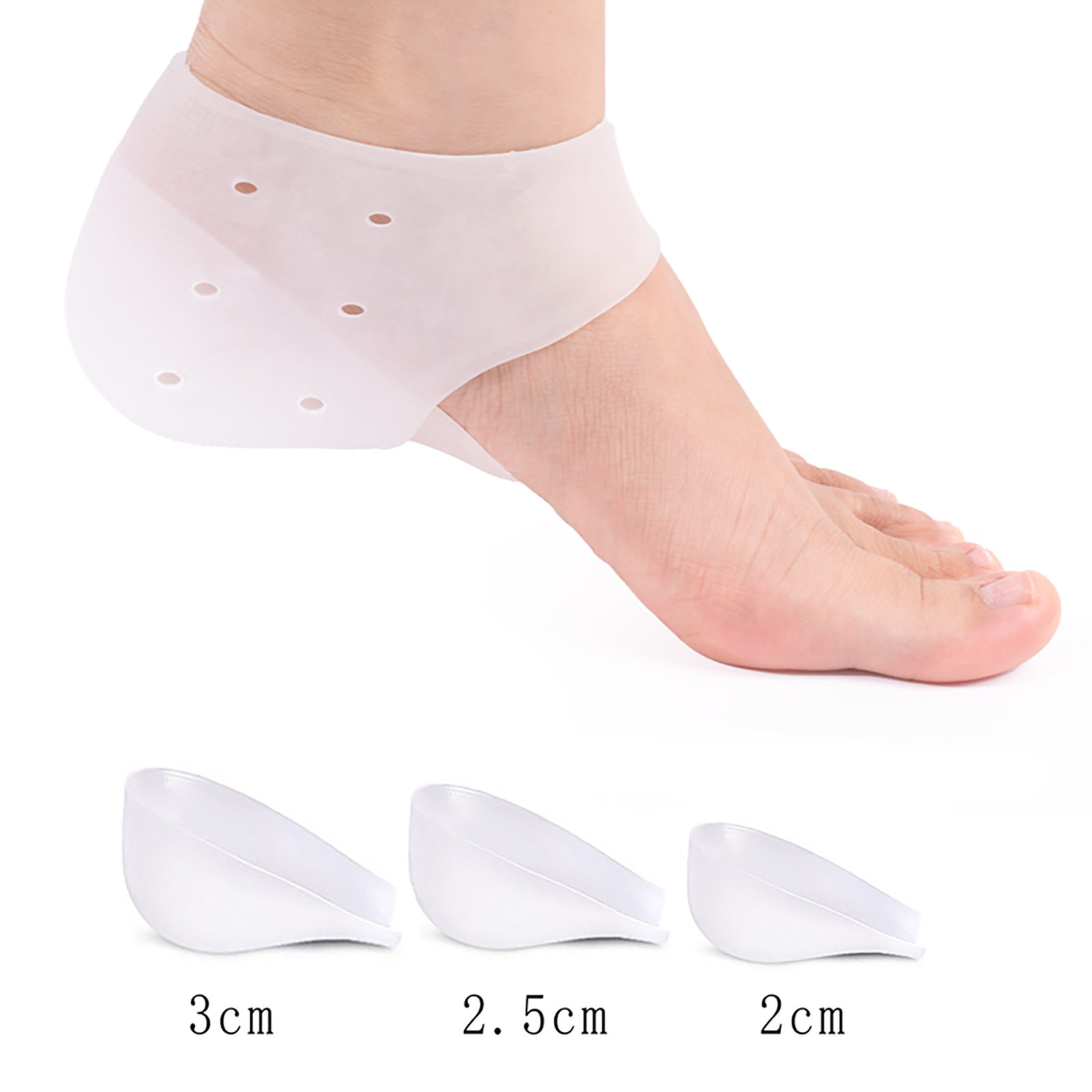 Silicone Invisible Height-increasing Insoles Leisure Sports Invisible Shock-absorbing Shoes Heel-increasing Pad No Yellowing Aging Resistance