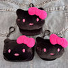 New Black Kt Cat Square Plush Coin Purse Portable Round Headphone Bag Cute Cartoon Mini Bag for Women