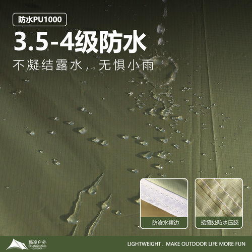 户外BC方形菱形天幕遮阳防晒210T涤纶格子布露营树挂天幕无撑杆 - 图2