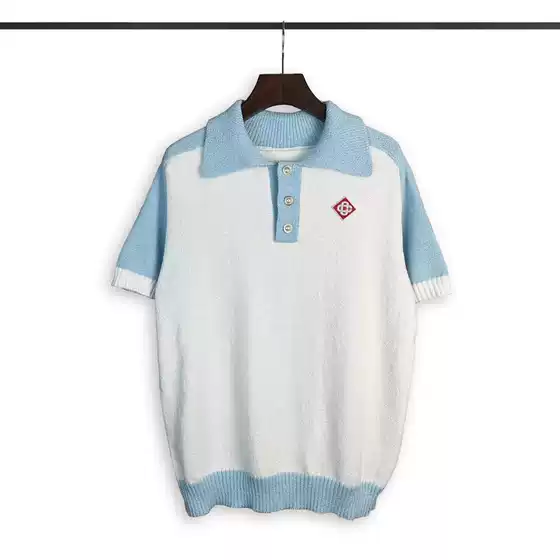Fashionable European Goods Casa Knitted Knitwear Polo Splicing Pattern Same Design for Men and Women Cross-Border European and American Tops