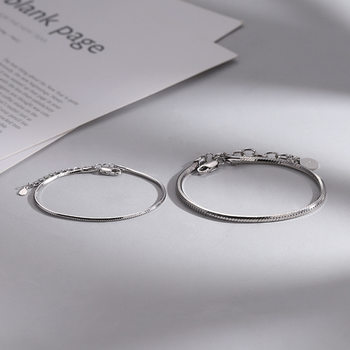 Couple Bracelets for Men and Women, Plain Chains, Valentine's Day Gifts, Fashionable and Simple Couple's Snake Bone Chain Bracelets