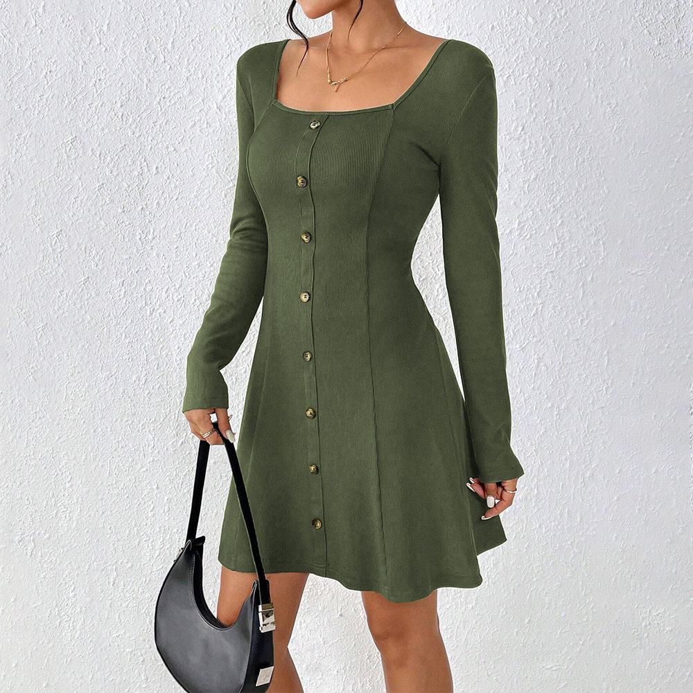 Elegant Womens Dress Minimalist Style Square Neckline Short Length Spring Summer Occasion Wholesale Available
