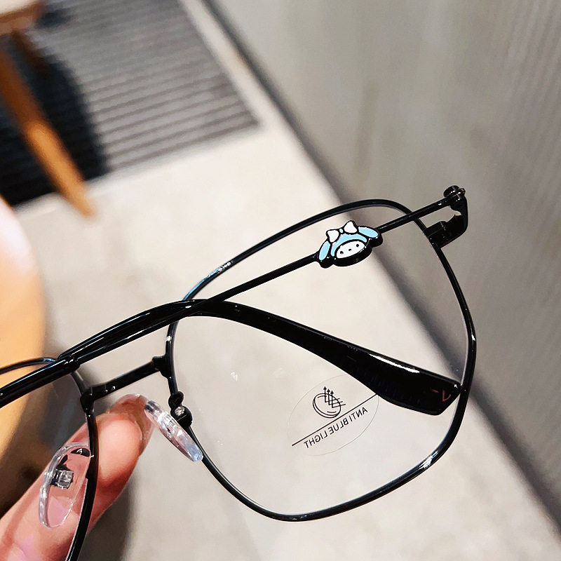 New large metal glasses polygonal glasses frame anti-blue light glasses adorable glasses frame can be equipped with near-sight glasses