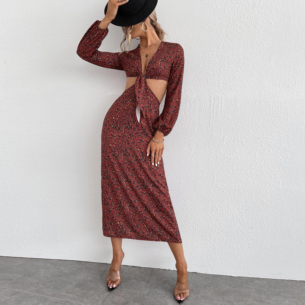 Summer Sexy V Neck Dress Low Cut Elegant Silhouette Lightweight Fabric Perfect for Parties or Casual Outings