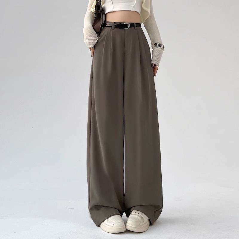 High Waisted Wide Leg Trousers Loose Fit Elegant Draping Versatile Style Perfect for Casual or Formal Occasions