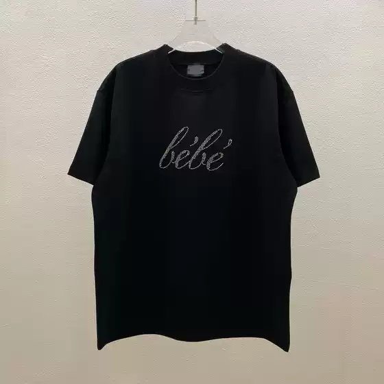 24 Spring and Summer New B T-shirt Hot Drilling Letter Short Sleeve Men's and Women's Couples T Tide Brand Shirt Loose American Half Sleeve