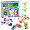 Children's Dinosaur Gyro UFO Rotary Launcher Gyro Gun Toy Set Boy Frisbee Bamboo Dragonfly Toy Gift