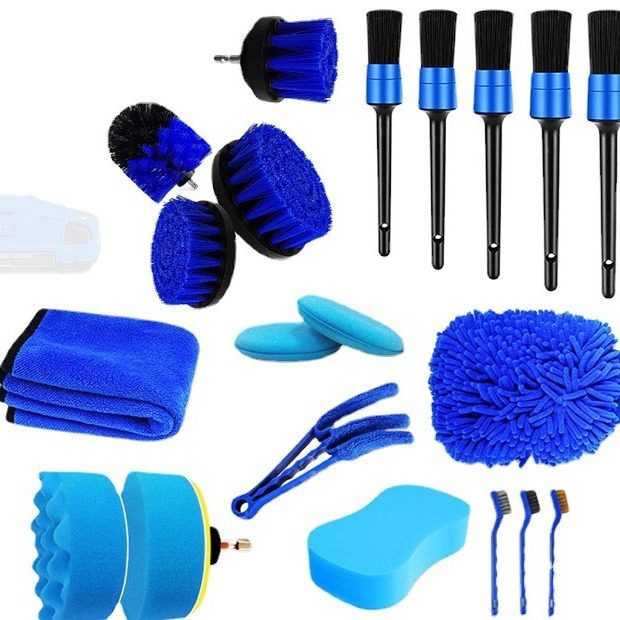 Factory Direct Sale Amazon Hot Car Cleaning Kit Multi-piece Set 21-piece Set Electric Drill Brush Polishing Wax Cleaning
