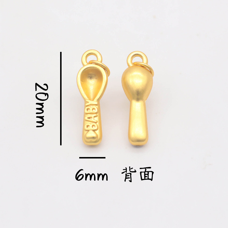 平安喜乐沙金吊坠挂件diy手链手串配件古法金小福牌铃铛串珠配饰