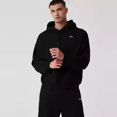 Cross-Border Alo Men's Thickeneded Warm Tops Embroidered Fashion Hooded Sweatshirts Men's High-Quality Trendy Brand Men's and Women's Hoodies