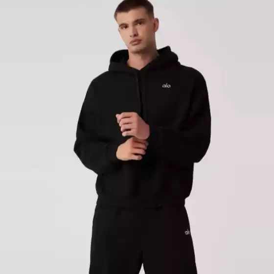 Cross-Border Alo Men's Thickeneded Warm Tops Embroidered Fashion Hooded Sweatshirts Men's High-Quality Trendy Brand Men's and Women's Hoodies