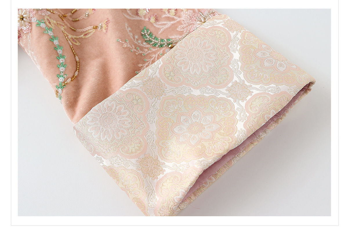 Áo khoác nữ dáng thường thêu hoa đính sequin chất liệu satin — màu hồng