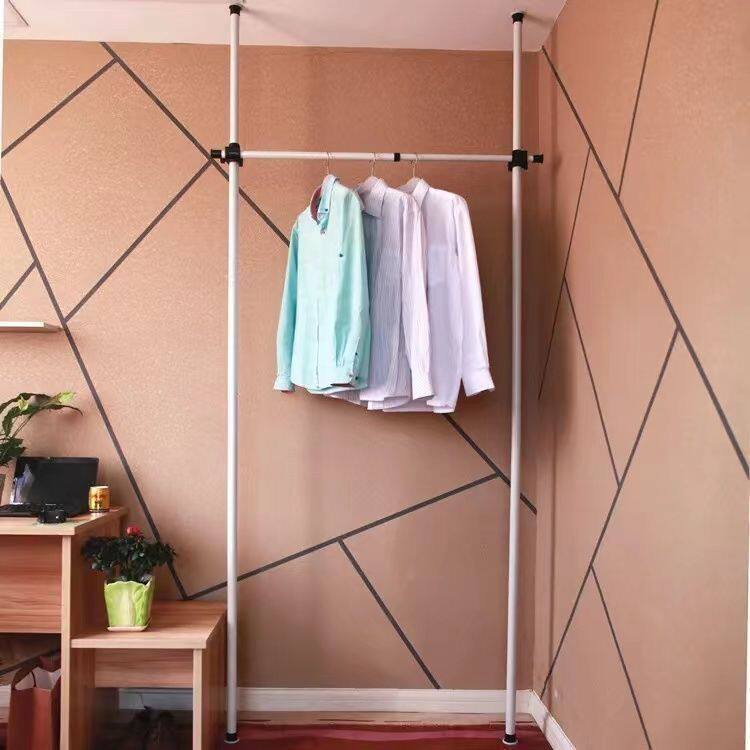 Floor-To-Ceiling Clothes Drying Rack, Easy to Store, Does Not Take up Space, Household Floor-Standing Bedroom, Punched Telescopic Balcony Clothes Hanging