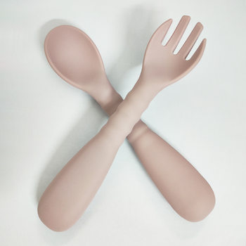 Nordic New Striped Licking Spoon Long Handle Rice Paste Feeding Baby Training Food Supplementary Spoon Fork