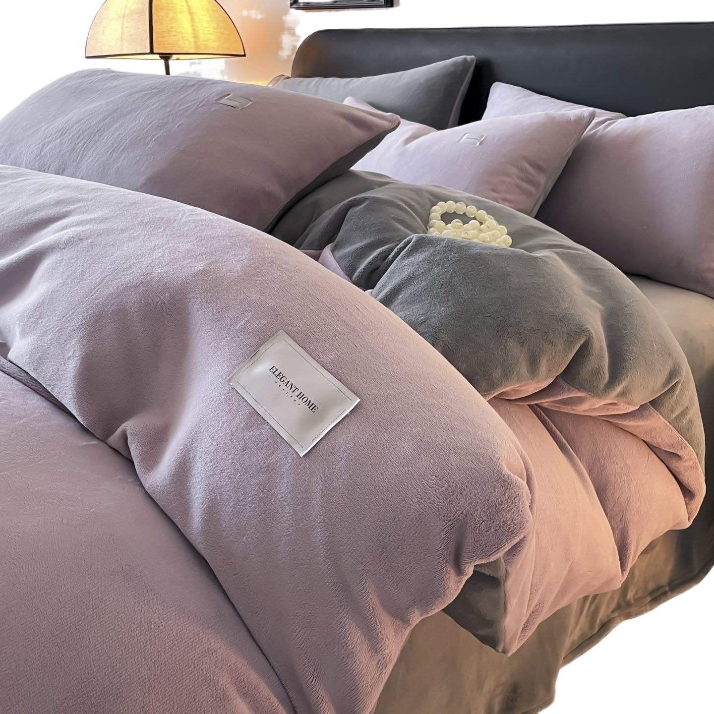 Colored Milk Velvet Four-Piece Set Thickened Warm Coral Flannel Plus Velvet Quilt Cover Winter Bed Sheets Three-Piece Set