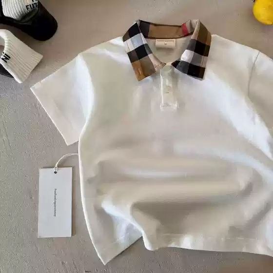 Children's Polo Shirt Men's Short-Sleeved 2026 Summer New Style Kidsren's Clothing Plaid Top Baby Lapel T-Shirt Women's Thin Style