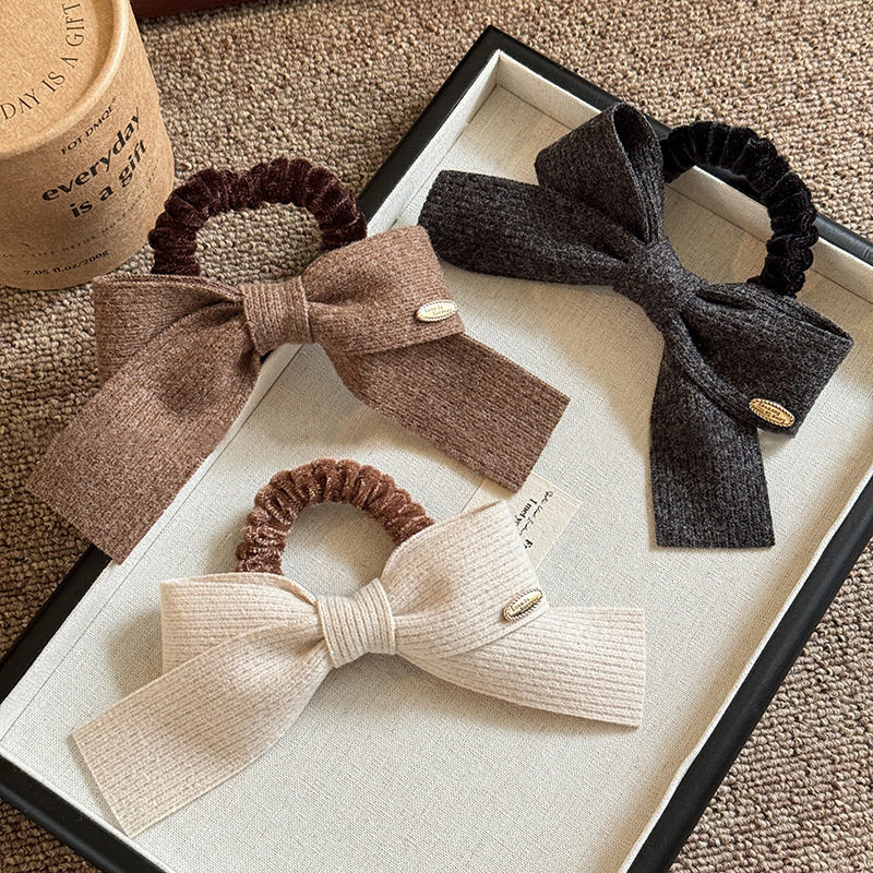 Bow high elastic hair rope fashion simple small intestine hair ring gentle low ponytail ball head autumn and winter all-match hair accessories