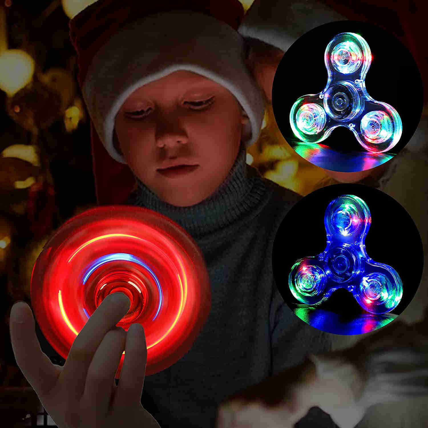 Fidget Spinner Glowing Led Music 18-Piece Pattern Rotating Finger Crystal Spinner Kidsren's Street Stall Supply Wholesale