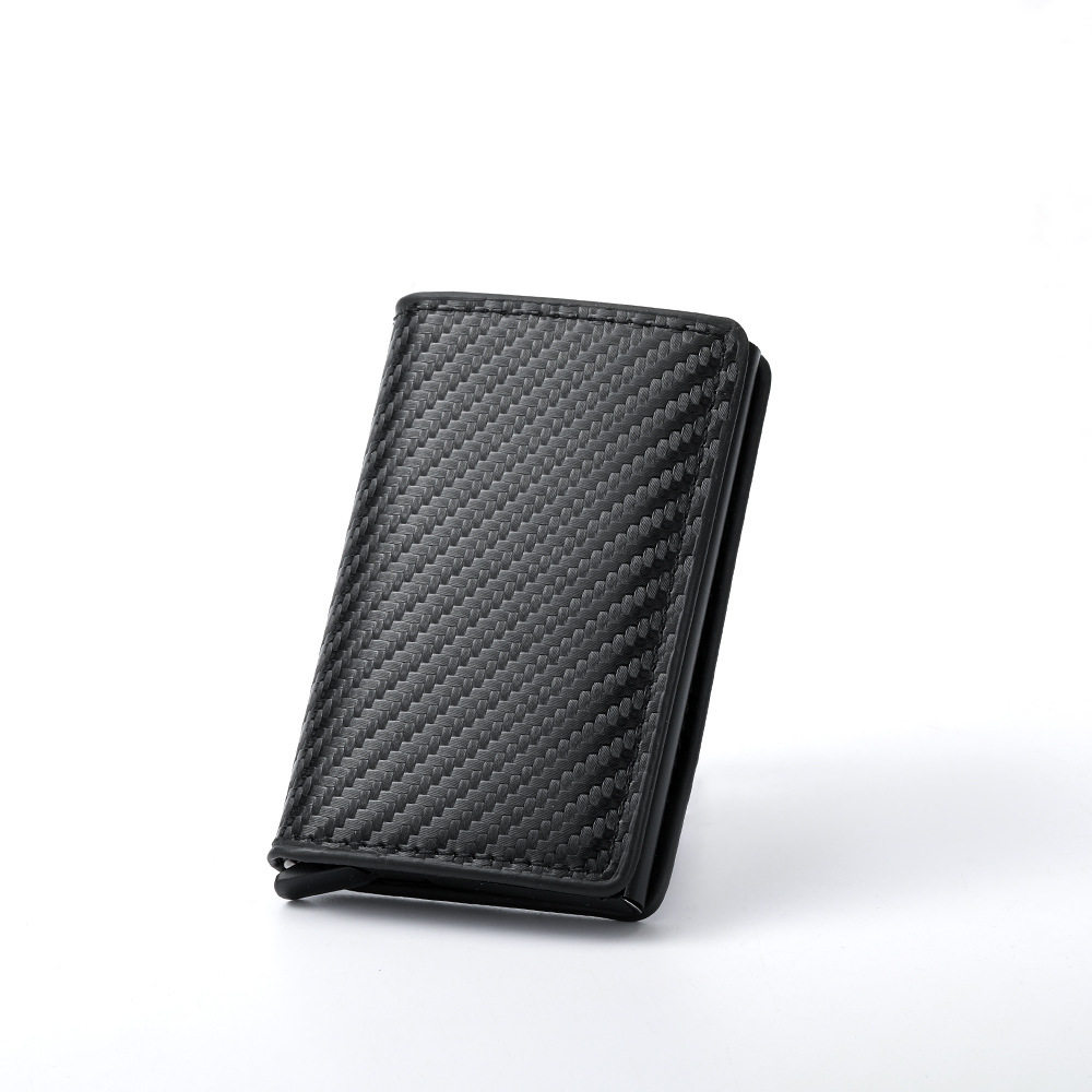 Factory Spot Wholesale Men's Wallet Carbon Fiber Aluminum Alloy Card Holder European and American Automatic Card Buckle Card Holder
