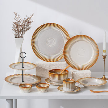 Customized Dish Set Household Ceramic Tableware 2023 New Simple Modern Housewarming Bowls and Chopsticks High-End Bowls and Plates