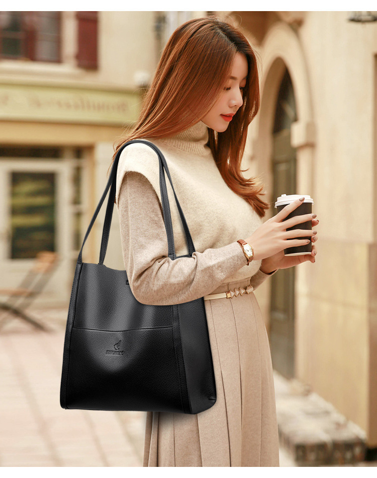 Túi tote nữ đơn giản màu trơn cỡ lớn đựng nhiều đồ — Màu đen, Màu đỏ, Màu vàng, Màu xám