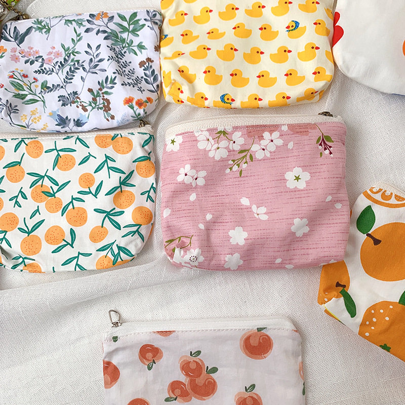 Coin Purse Fabric Women's Cute Mobile Printed Wallet One-piece Square Small Pocket Bag Thin Cute Coin Bag