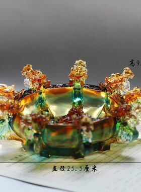 古法琉璃九龙聚盆居家客厅商铺前台招财摆放装饰风水摆件工艺品