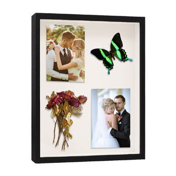 Wholesale 3cm Three-Dimensional Hollow Wooden Photo Frames with Dried Flowers and Butterfly Specimens for DIY Handmade Display Stands