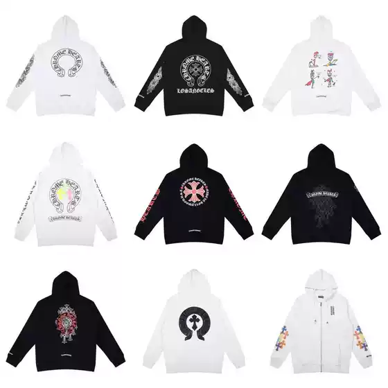26 cross zipper hoodie Chrome Heart men's and women's fleece zipper cardigan hooded sweatshirt