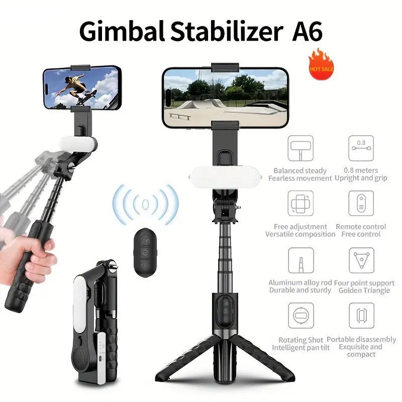 Wholesale Mini Mobile Phone Selfie Stick with Flash, Bluetooth Handle, Portable Shooting Tripod, Selfie Stick