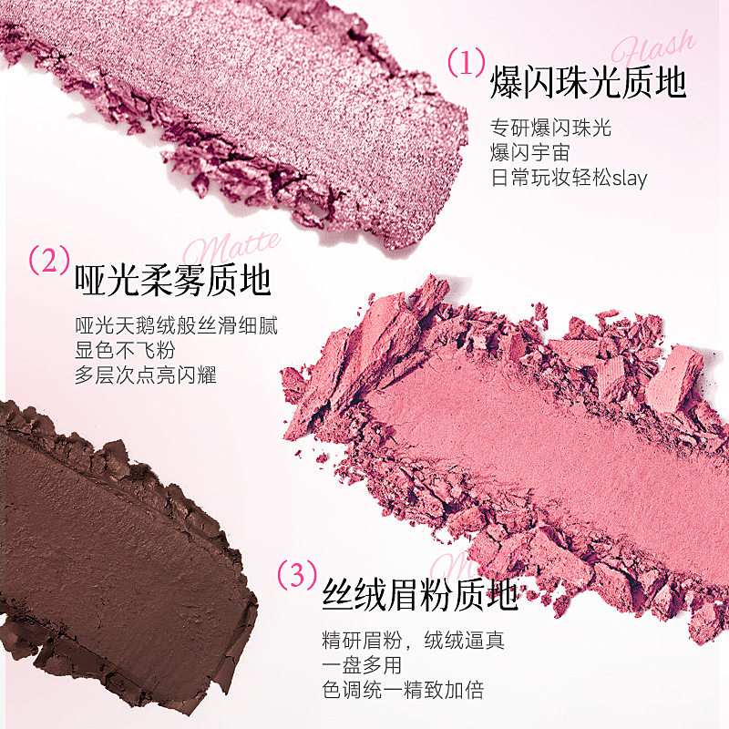 Qiyu Dora Rhythm Rhapsody Five-Color Eye Shadow Matte Pearlescent Brightening Light Makeup Earth Color Natural Student Eye Shadow