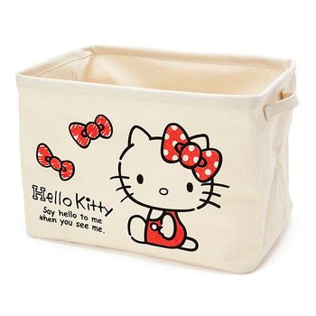 Japanese Single Desktop Storage Basket Clove Style Cartoon Toy Large Capacity Foldable Fabric Ins Home Storage Bucket
