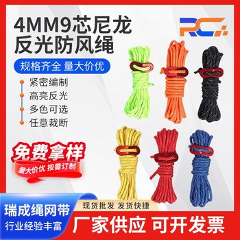 Nylon Reflective Windproof Rope 4mm 9-Core Tarpaulin Windproof Pull Rope Camping Clothesline Cotton Rope Nylon Binding