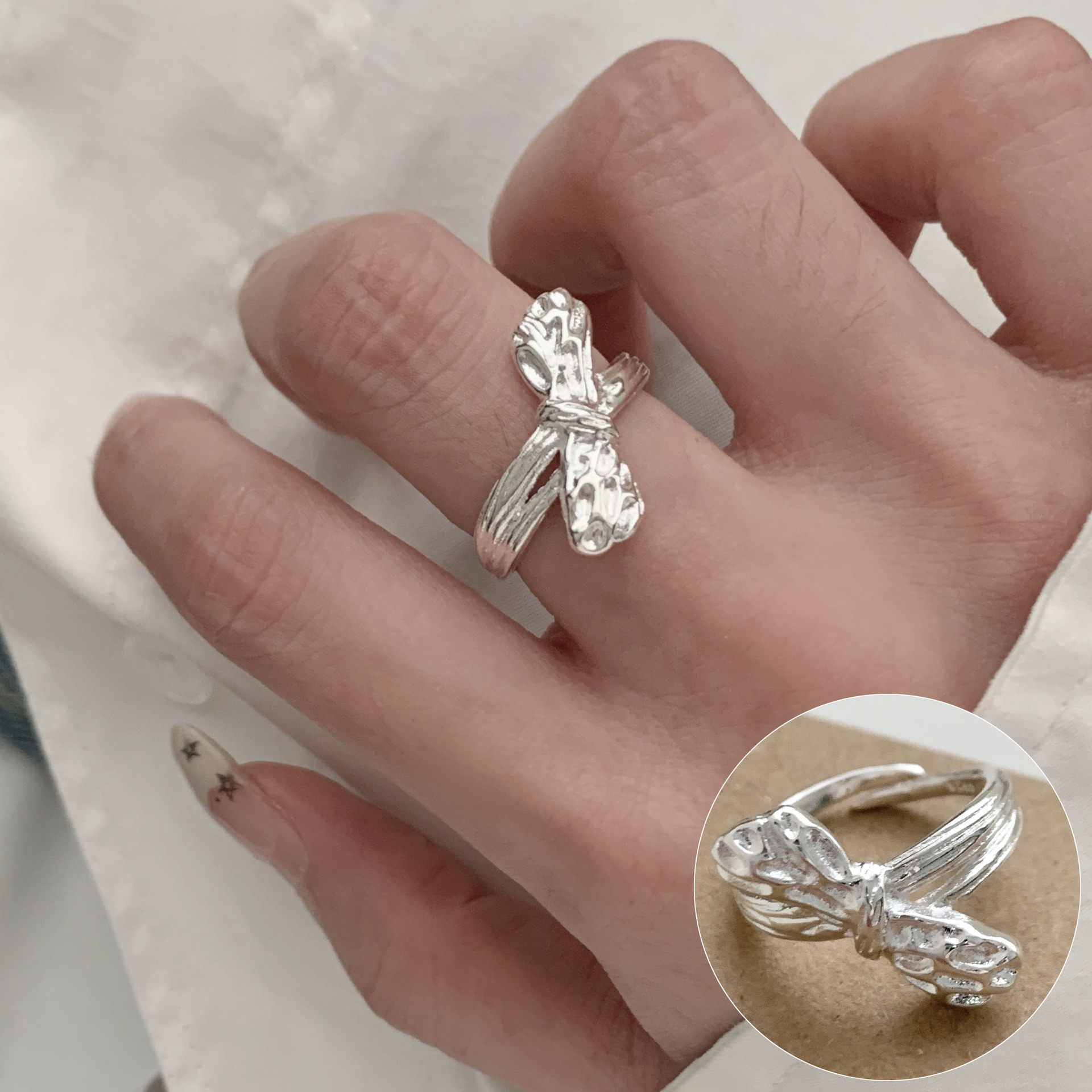 简约几何线条螺旋戒指女时尚设计感冷淡风开口指环旋涡环形食指戒