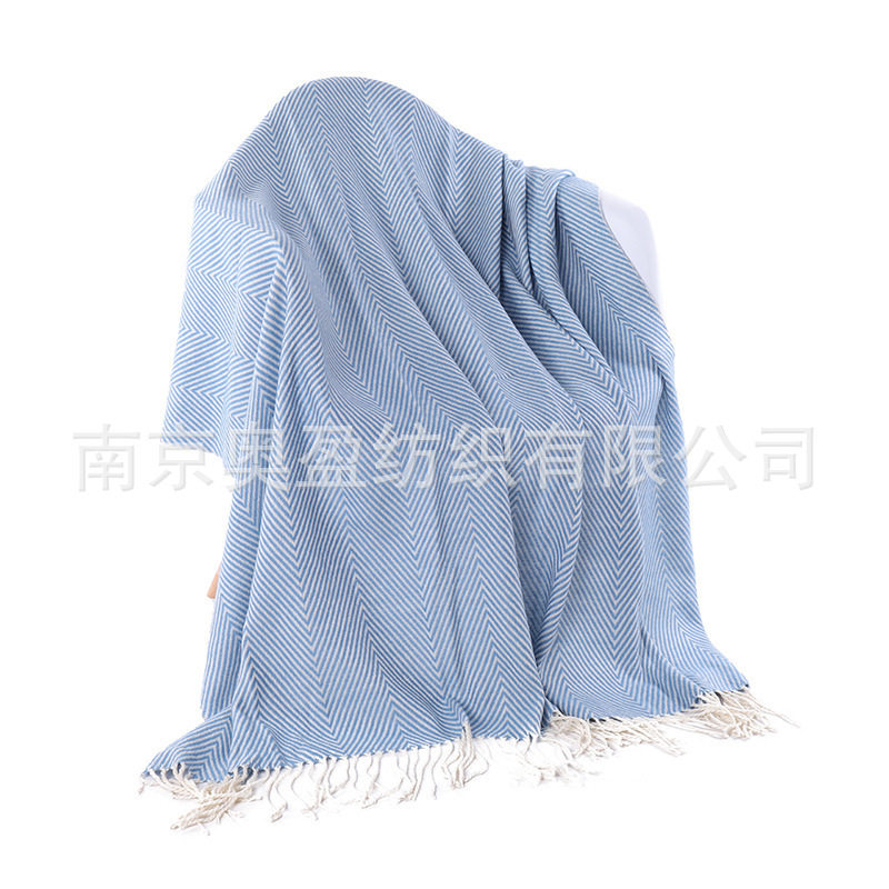 Nordic Casual Blanket Herringbone Pattern Shawl Tassel Blanket Scarf Soft Decoration Blanket Bedside Blanket Sofa Cover Blanket Stripes