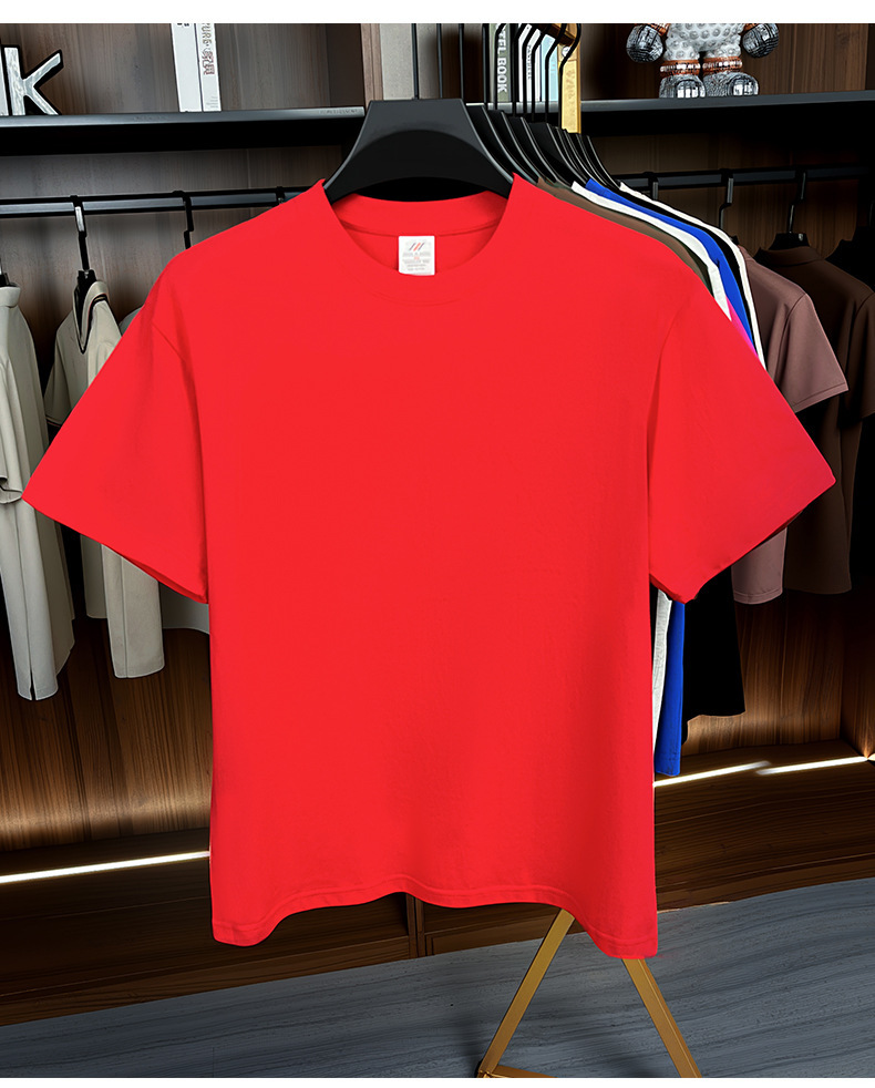 Áo polo nam cổ tròn 100% cotton chải kỹ, áo thun tay ngắn thoáng khí mùa hè — Màu cam, Đỏ Trung Hoa, Màu xanh dương, Xanh nước biển