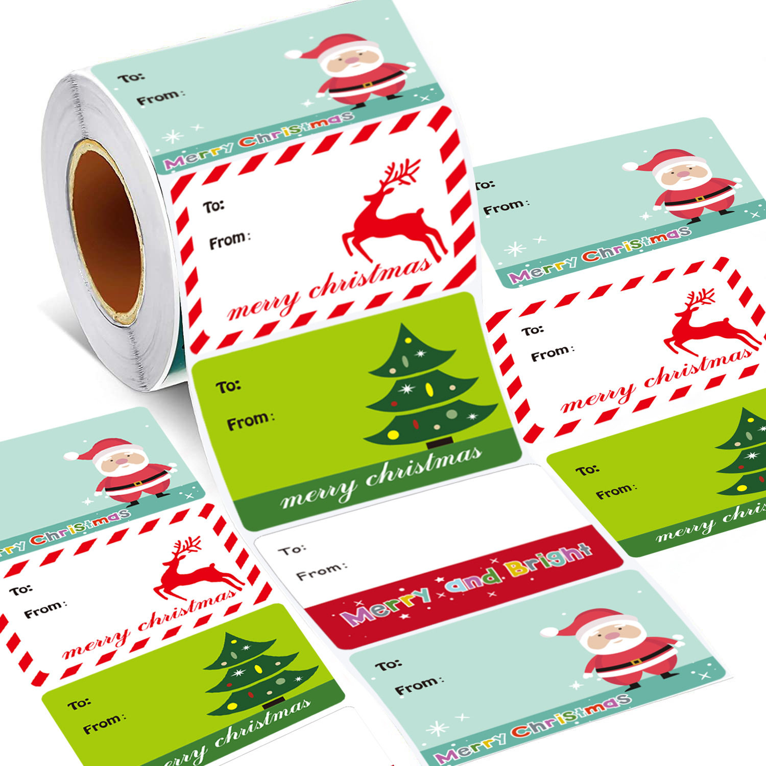 500 pats/roll, Christmas gift tag sticker, universal sticker for holiday gift wrapping