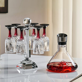 High-End Light Luxury Crystal Wine Glass Decanter Home Set European Style New Creative Tall Glass Wine Glass