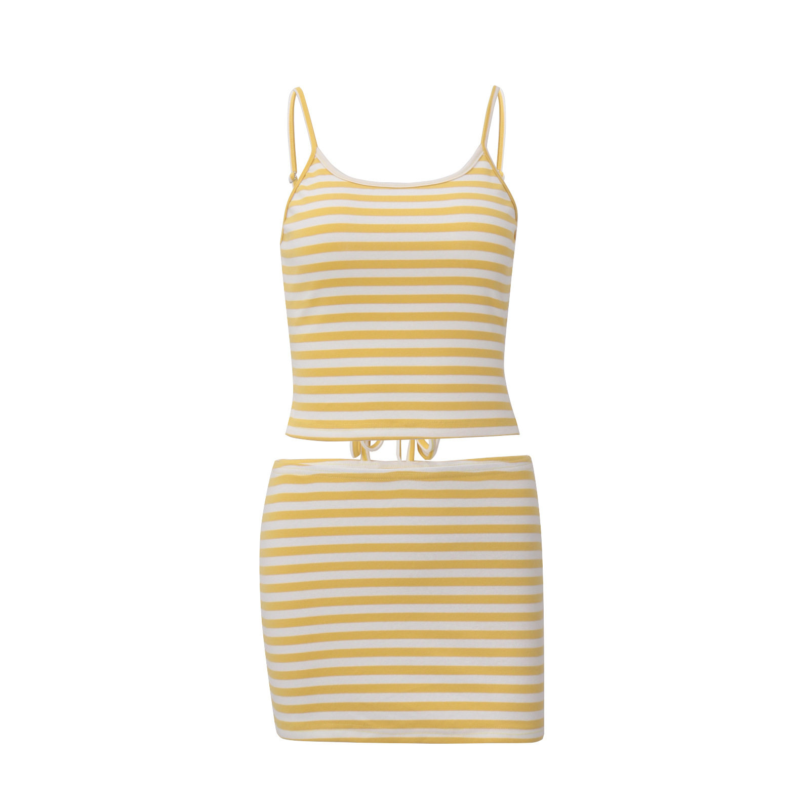 Womens Striped Spliced Cami Top and Bodycon Skirt Set Fashionable Spring Perfect for Vacation and Casual Outings