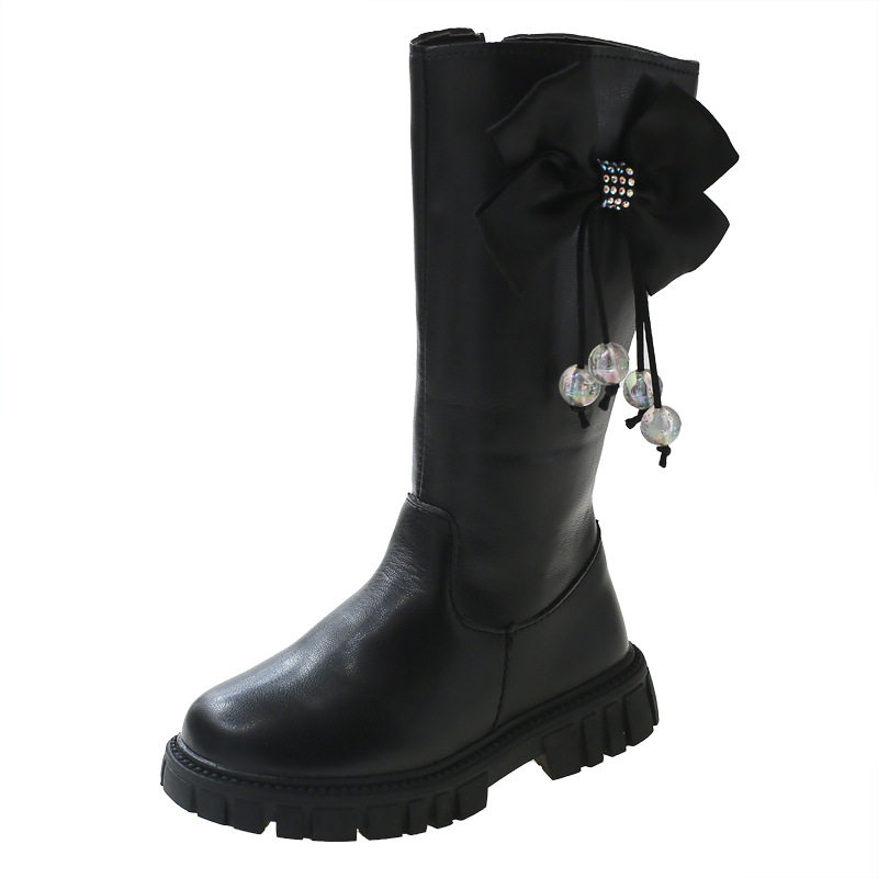 Girls' Velvet Warm Boots 2025 Winter New Korean Style Fashionable Kidsren's Princess Soft-Soled Fashionable Long Cotton Boots