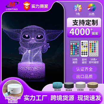 Cross-border exclusive for Star Wars star baby Series 3D table lamp creative gift touch remote control LED night light